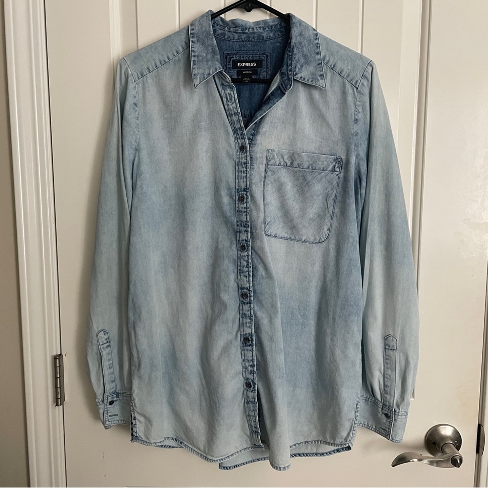 Express Acid Wash Boyfriend Denim Shirt
